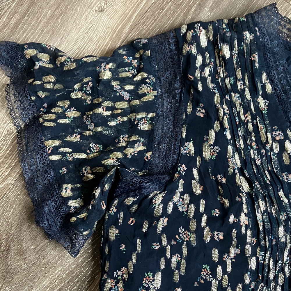 Anthropologie Maeve V-Neck Lurex Tiered Mini Dress. - Picture 16 of 16